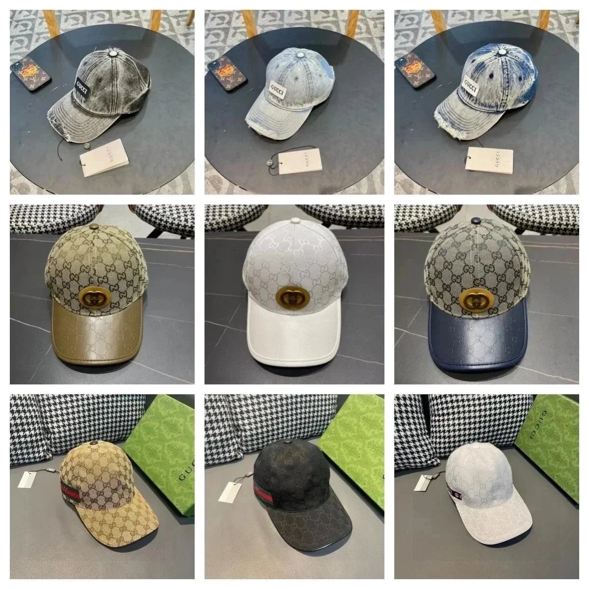 Gucci Logo Pattern Baseball Cap with GG Monogram and Metal Buckle