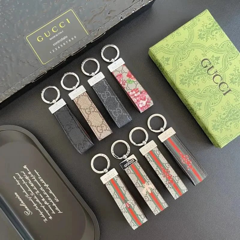 Gucci Keychains Collection - Luxury Leather Key Rings with GG Pattern