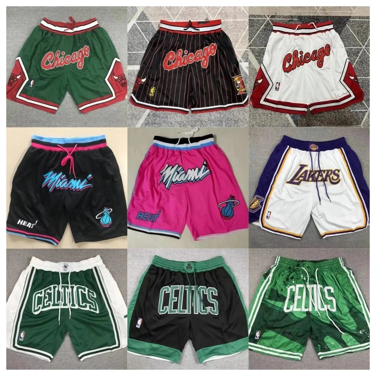 NBA Team Basketball Shorts Chicago Miami Lakers Celtics