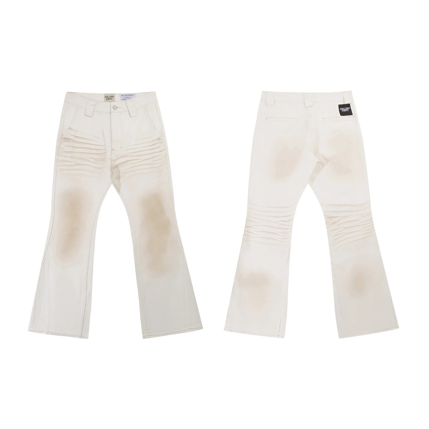 Gallery Dept White Distressed Flared Jeans for Men