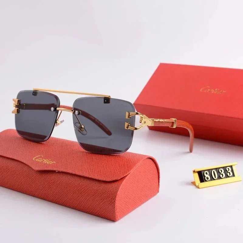 Cartier Sunglasses Model 8033 Gold Frame Square Lens