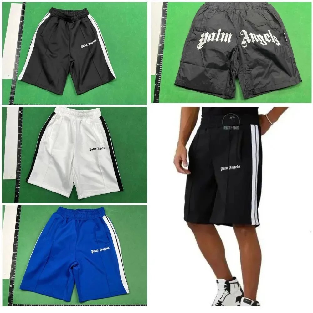 Palm Angels Men's Sport Shorts with Logo Print and Side Stripes