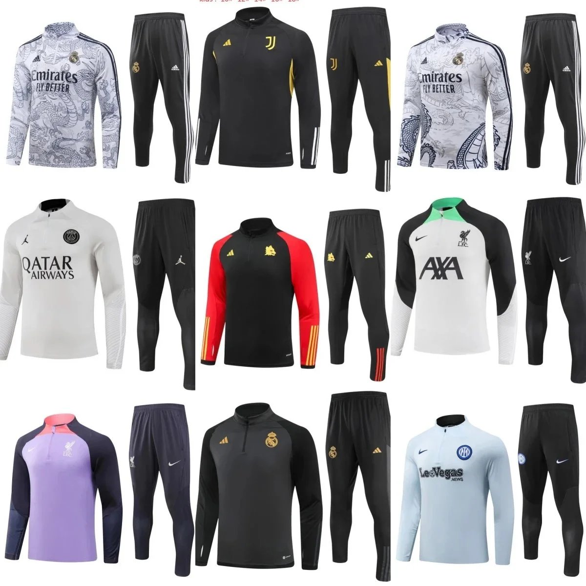 Official Football Training Kits for Men - Real Madrid, Juventus, Liverpool, PSG, Inter Milan