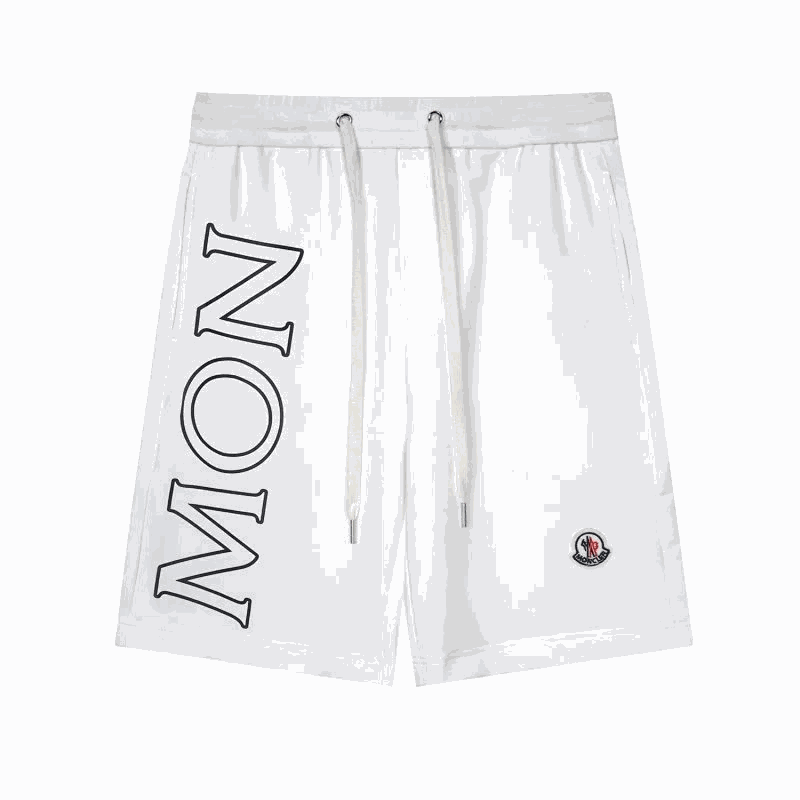Moncler White Logo Print Shorts for Men