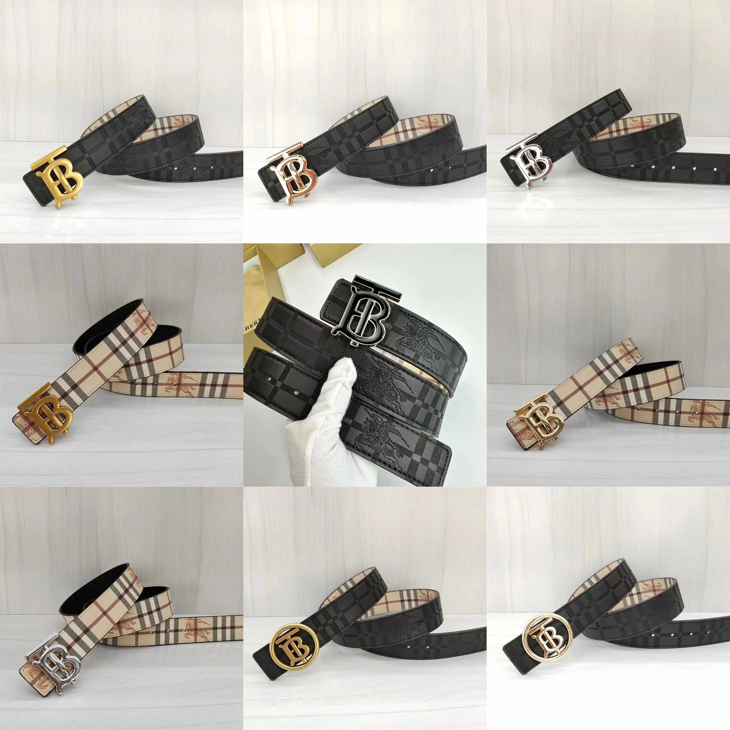 Burberry Monogram Belt with Classic Check Pattern and TB Buckle