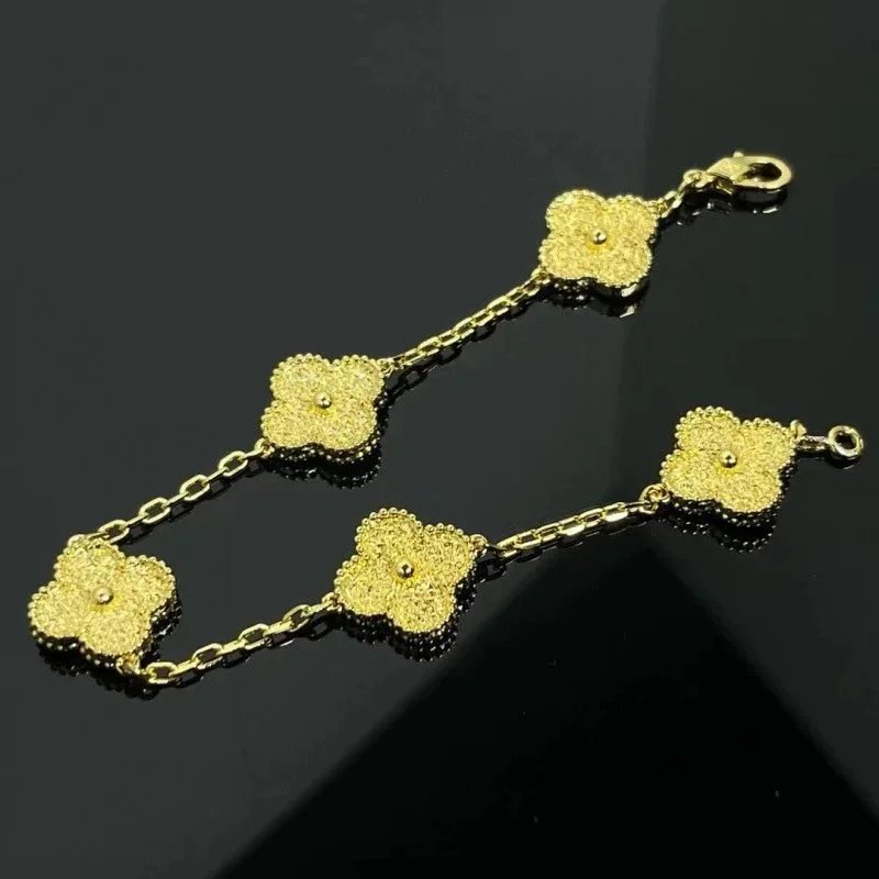 Gold Plated Flower Chain Bracelet for Women Elegant Jewelry Gift
