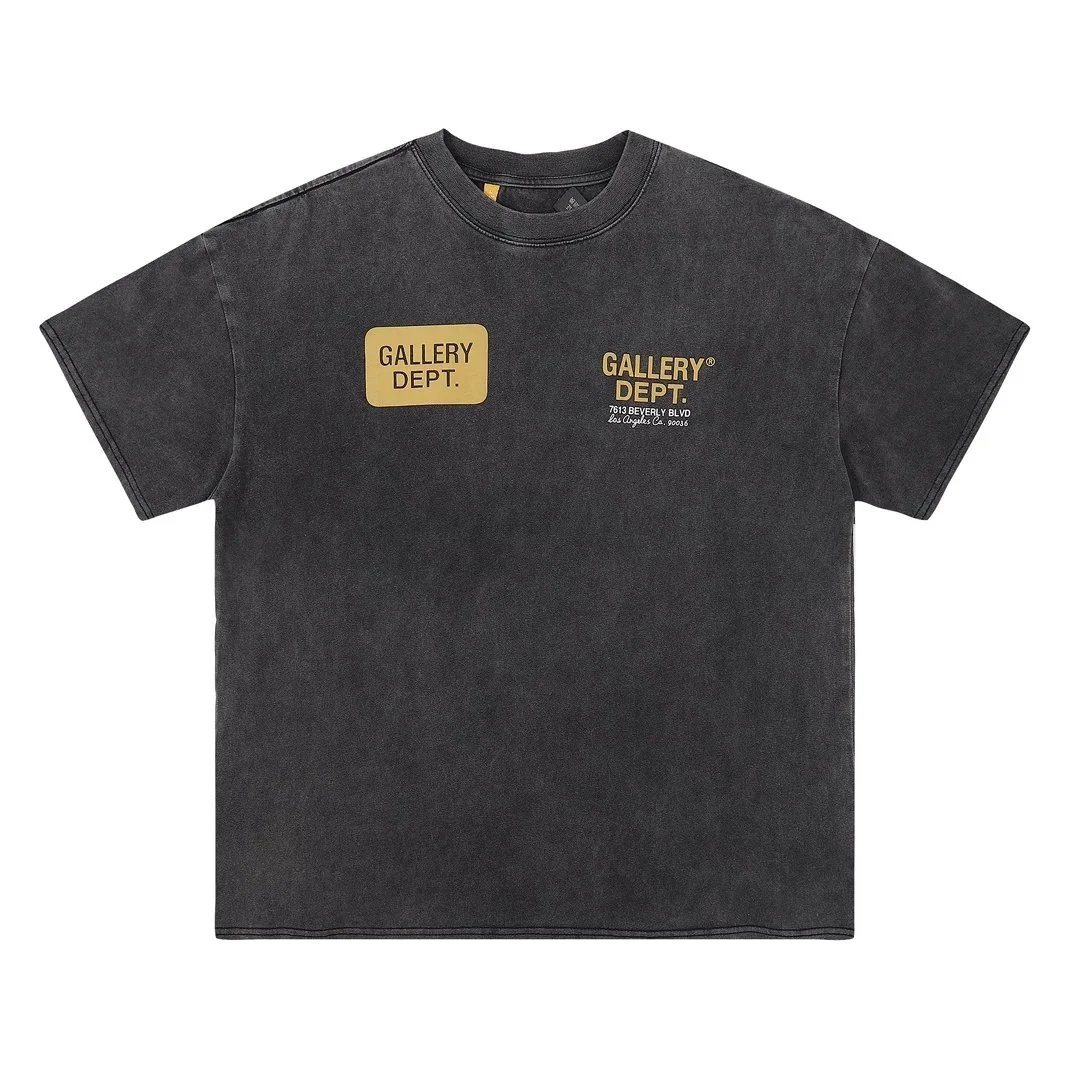 Gallery Dept Black T-Shirt with Gold Logo Patch