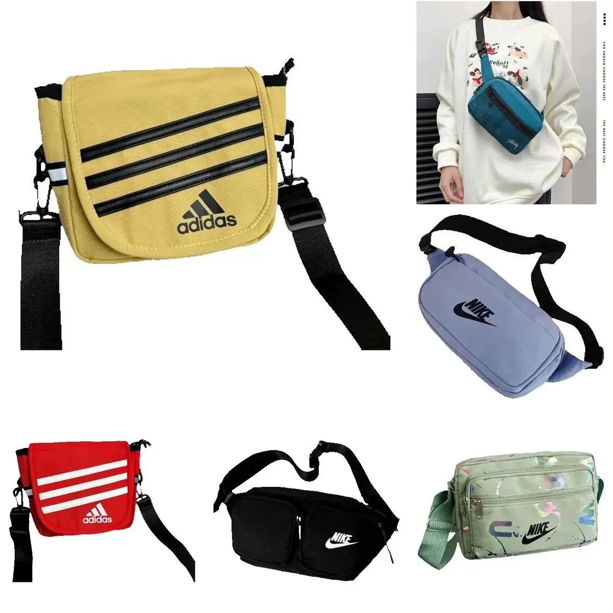 Adidas and Nike Crossbody Bags for Men Women Sport Casual Use