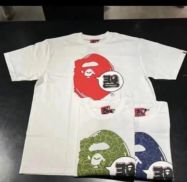 BAPE Ape Head Logo T-Shirt White Red Green Blue