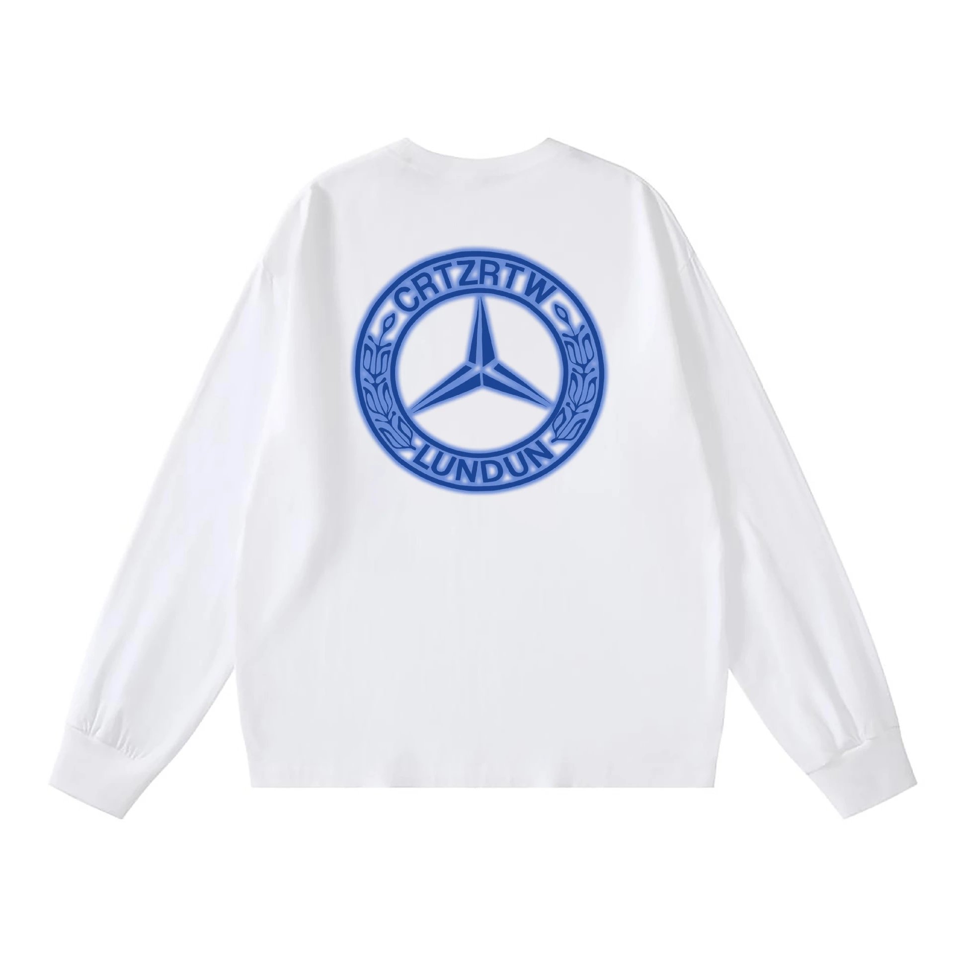 White Long Sleeve T-Shirt with Blue CRTZRTW Logo