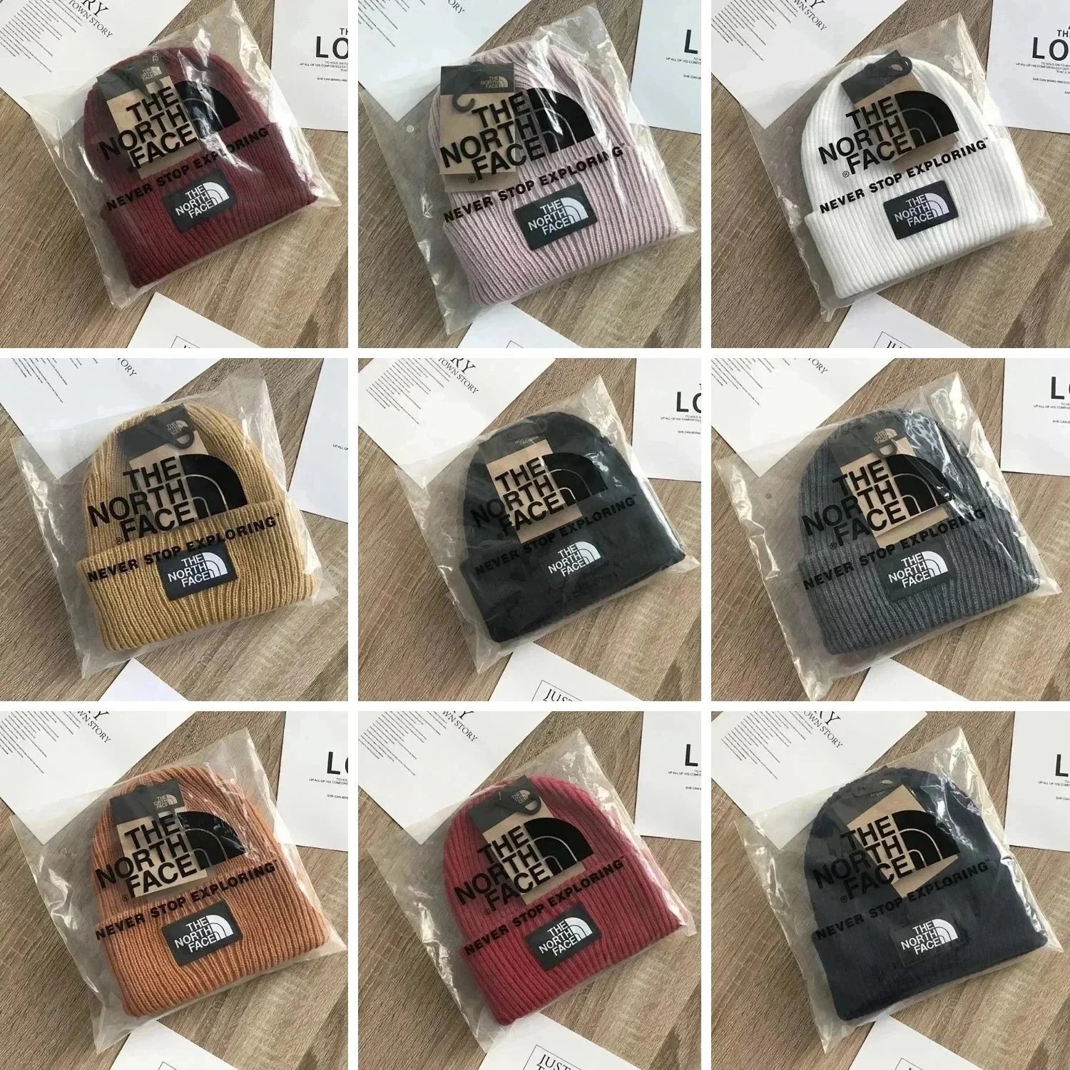 The North Face Knit Beanie Hat Never Stop Exploring Logo Winter Warm Cap