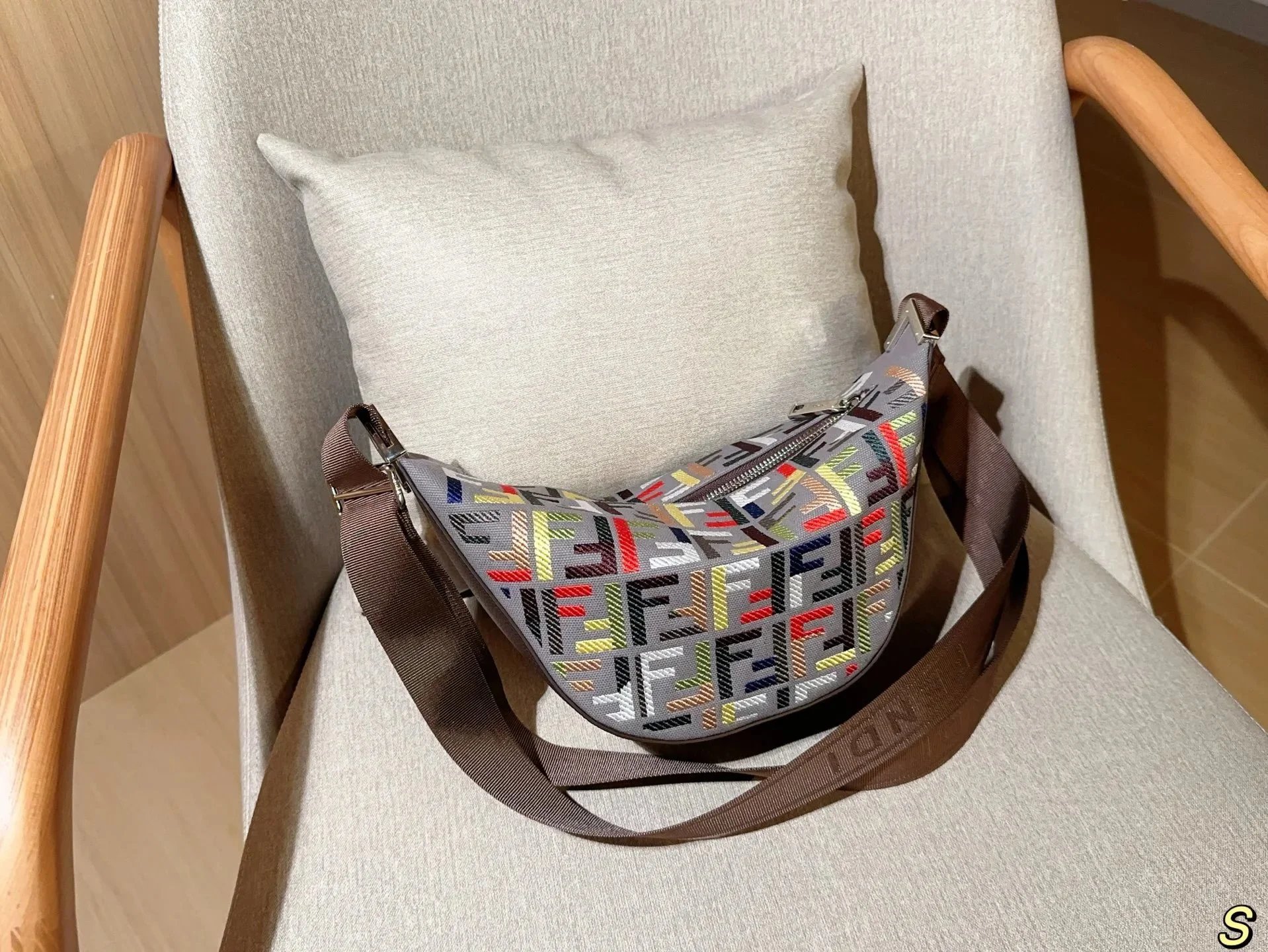 FENDI Monogram Print Crossbody Bag for Women