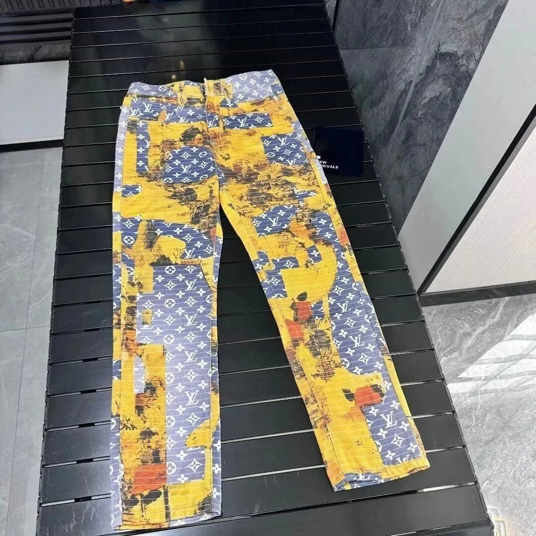 Louis Vuitton Monogram Print Yellow Pants for Men