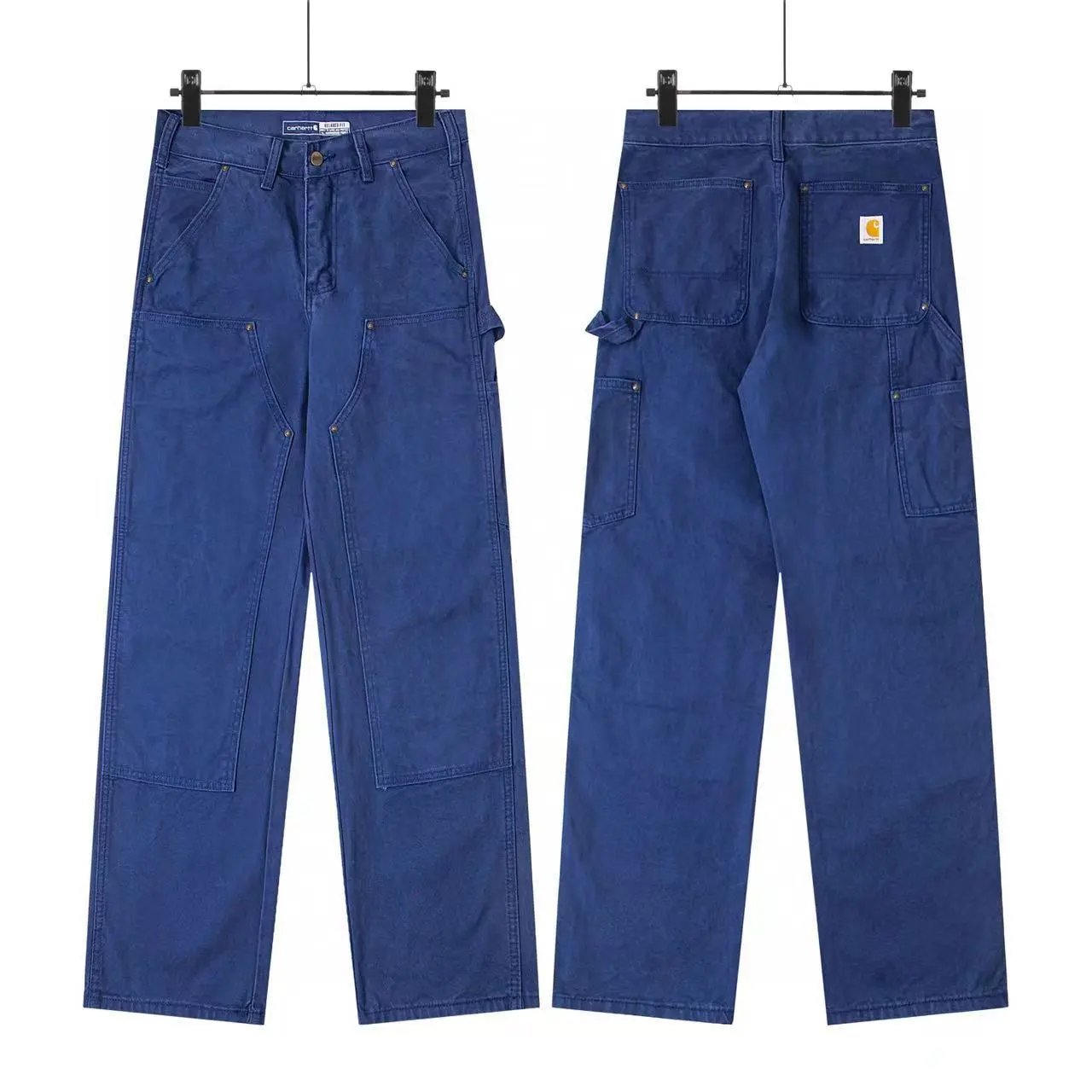 Carhartt Blue Work Pants Men's Durable Cotton Twill Cargo Pants