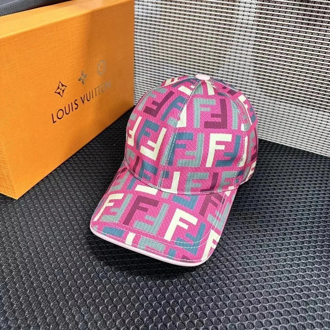FENDI Pink Monogram Logo Baseball Cap for Men and Women