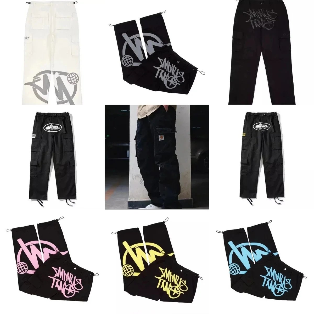 Swing's Two Cargo Pants Streetwear Fashion Men Women Casual Pants