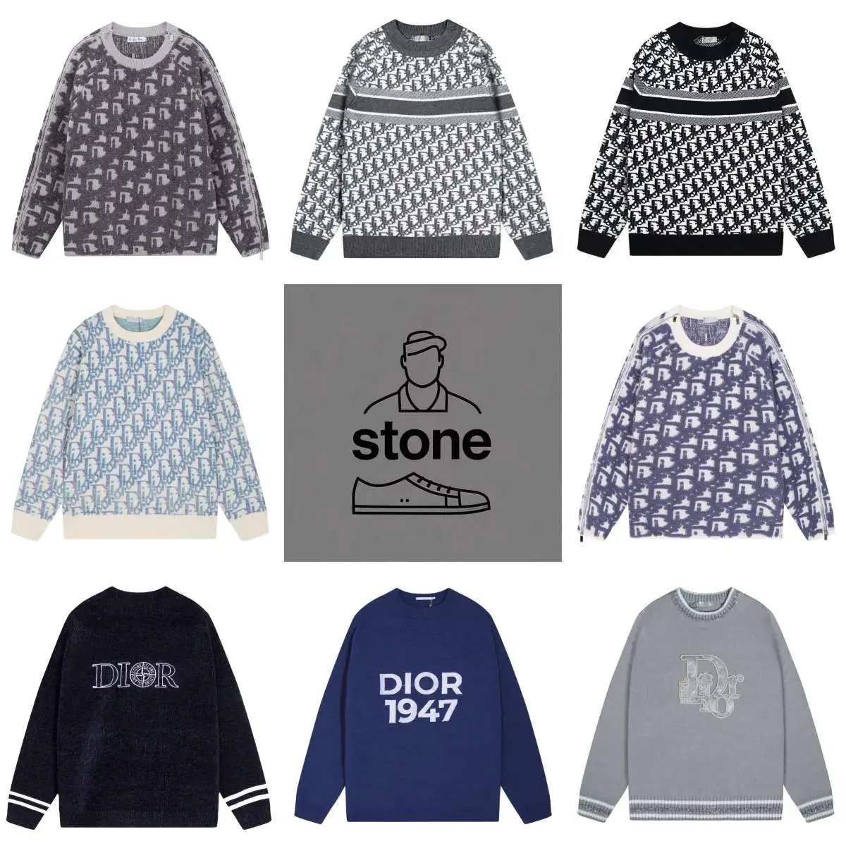 Dior Men's Knit Sweaters with Oblique Logo Pattern