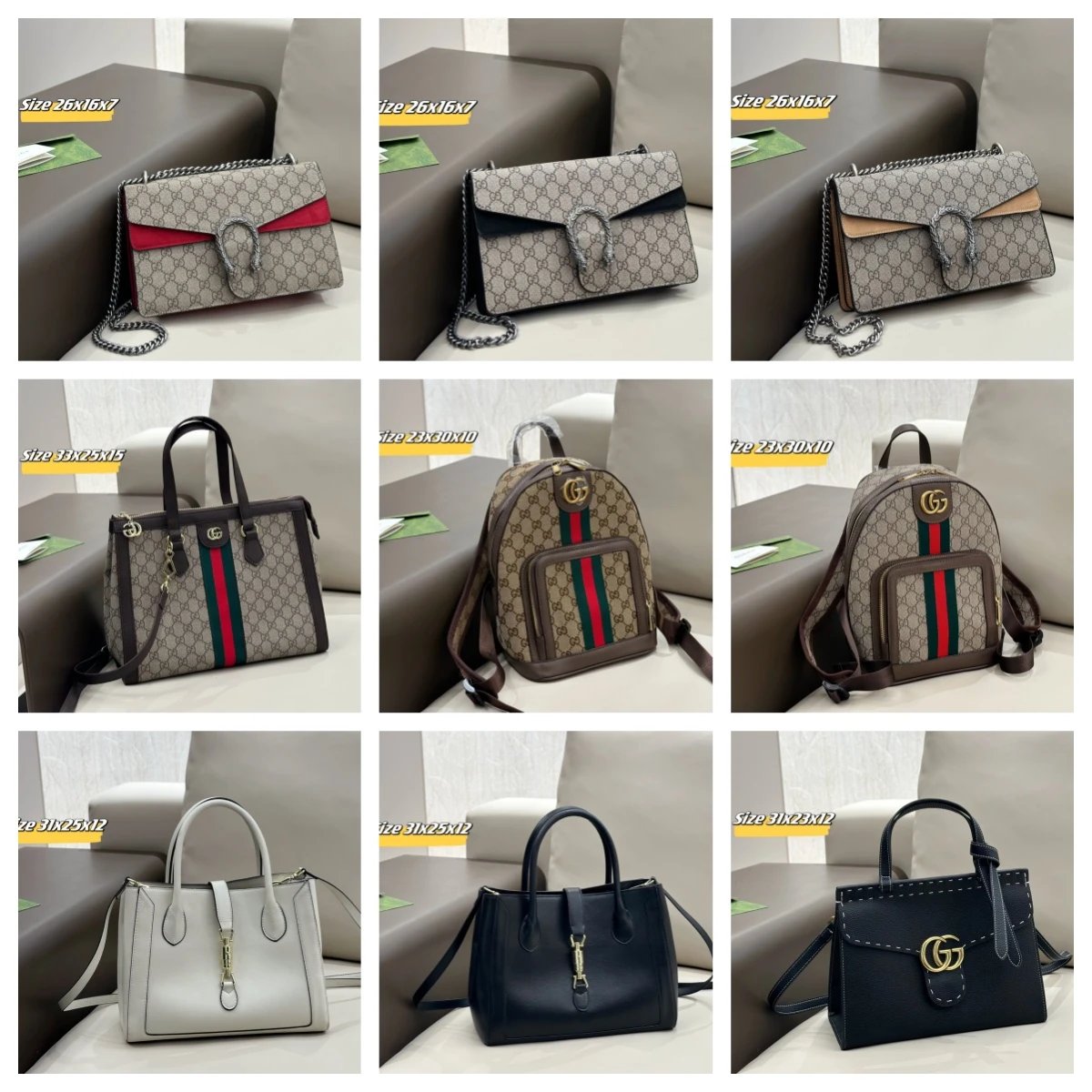 Gucci Women's Designer Handbags Collection with GG Logo and Chain Strap