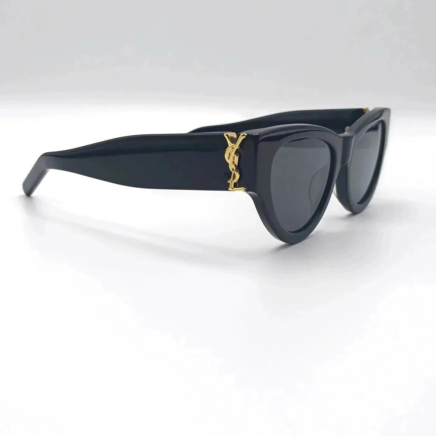 YSL Black Cat Eye Sunglasses with Gold Logo