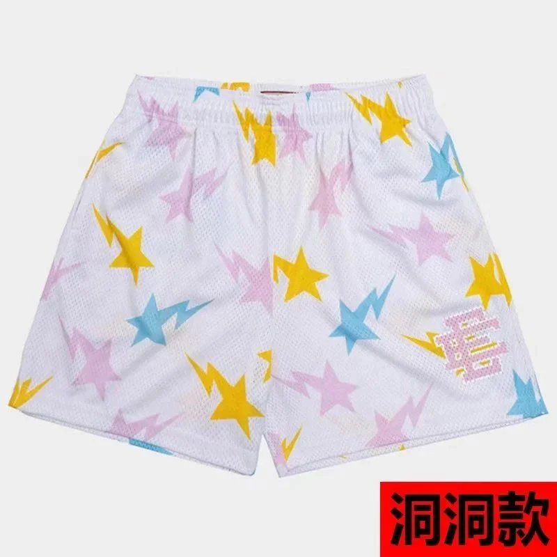 Colorful Star Print Mesh Shorts for Women and Men