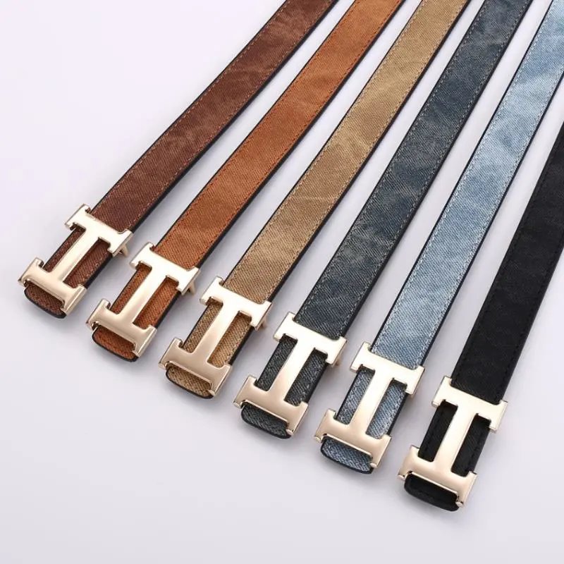 H-Style Leather Belt with H Buckle for Men and Women