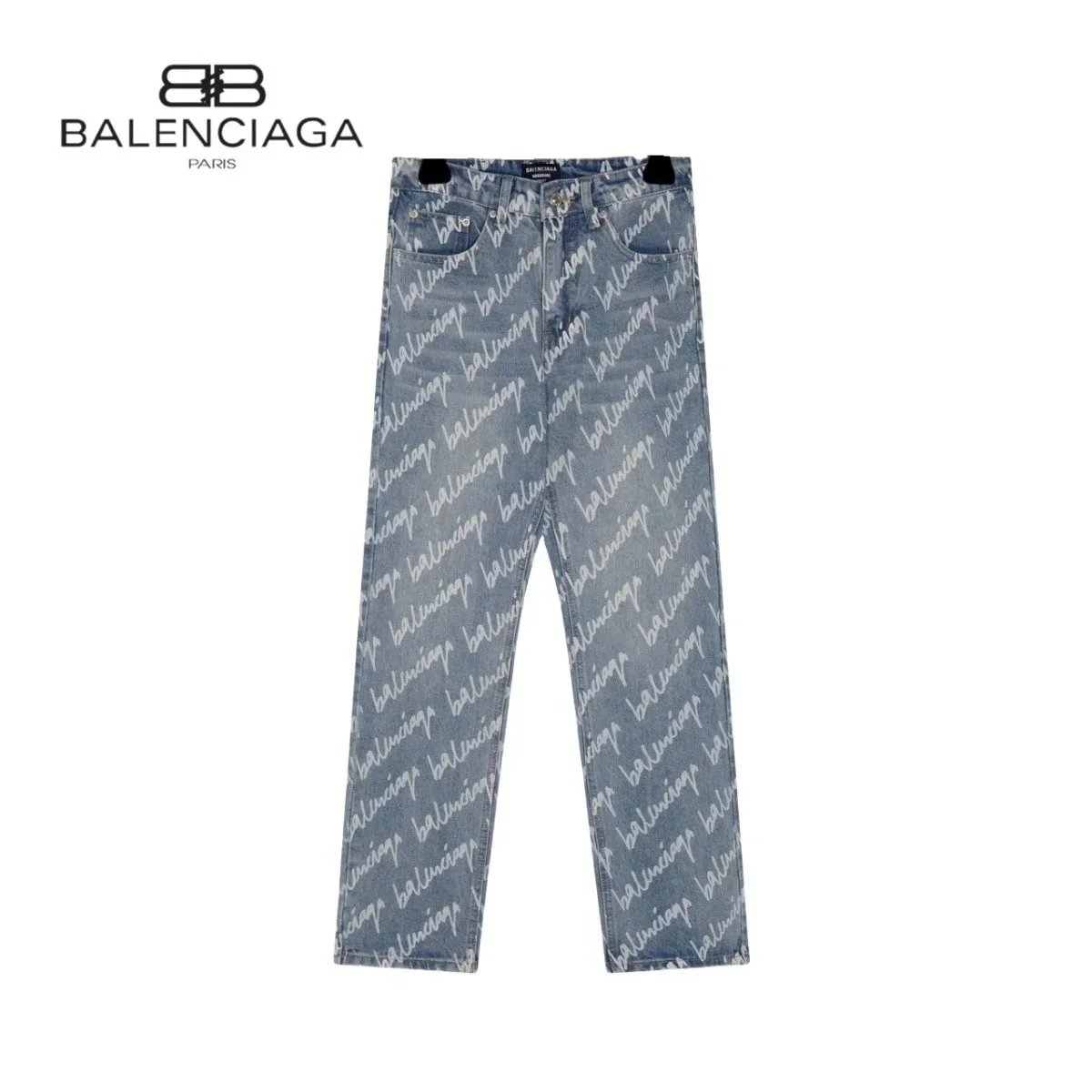 Balenciaga Logo Print Denim Jeans for Men