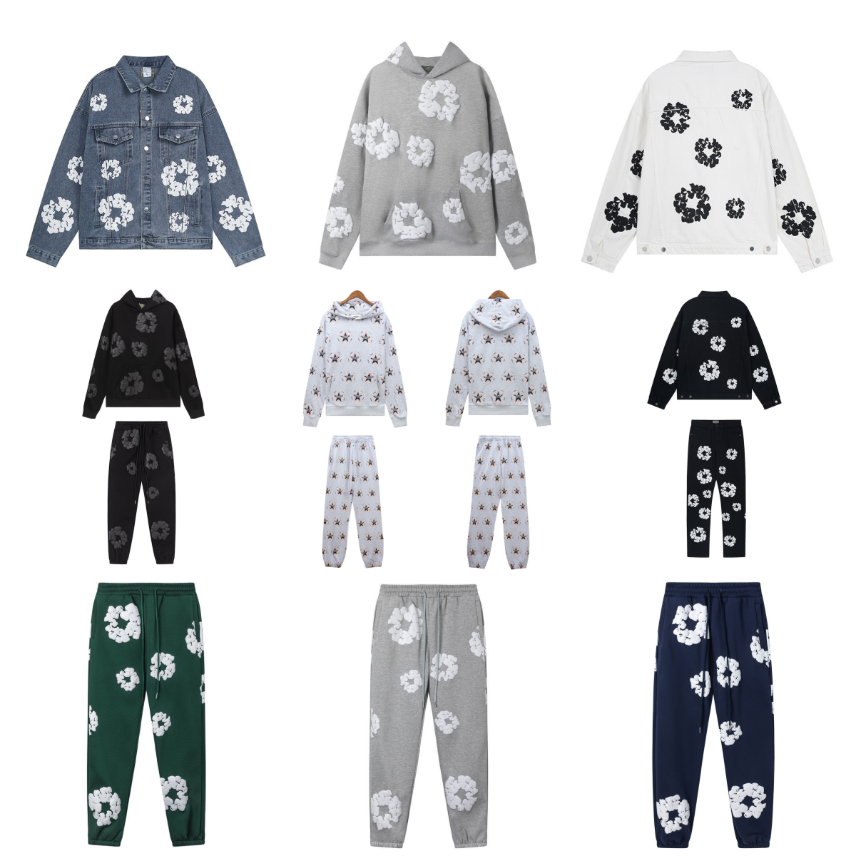 Floral Patterned Hoodies and Sweatpants Set for Women