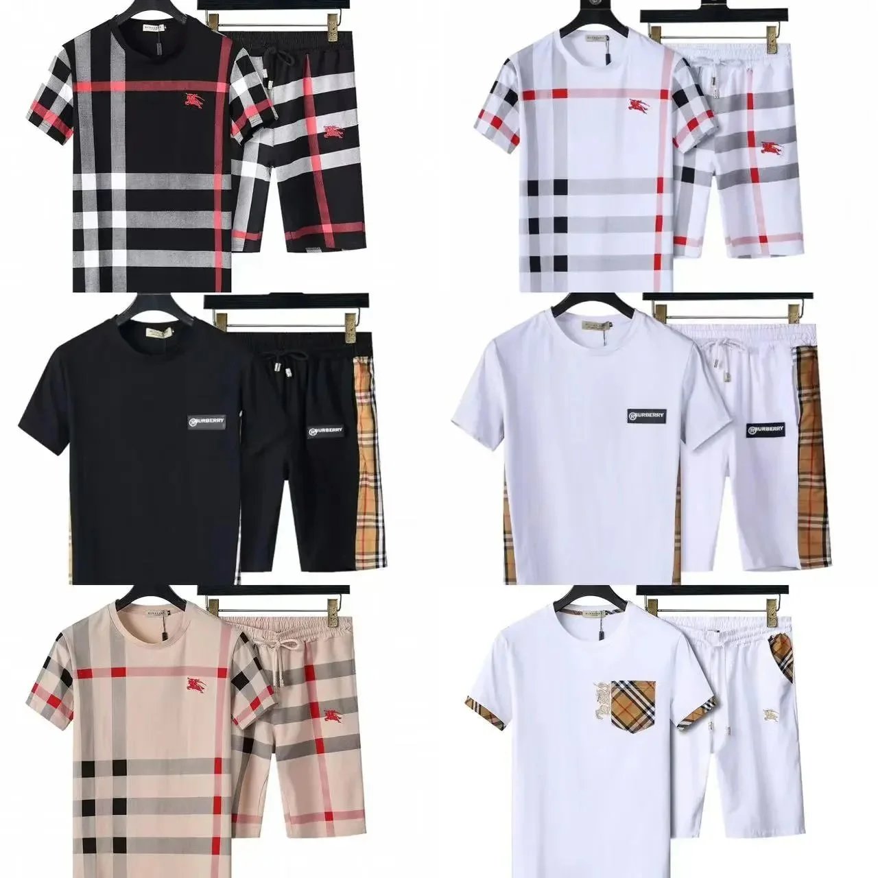 Burberry Men's Plaid Short Sleeve T-Shirt and Shorts Set