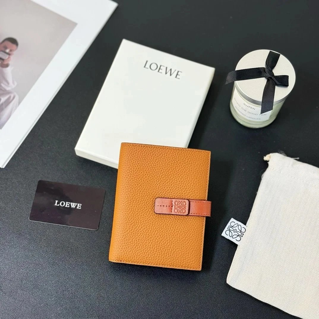 LOEWE Leather Wallet in Tan Color with Signature Anagram Clasp