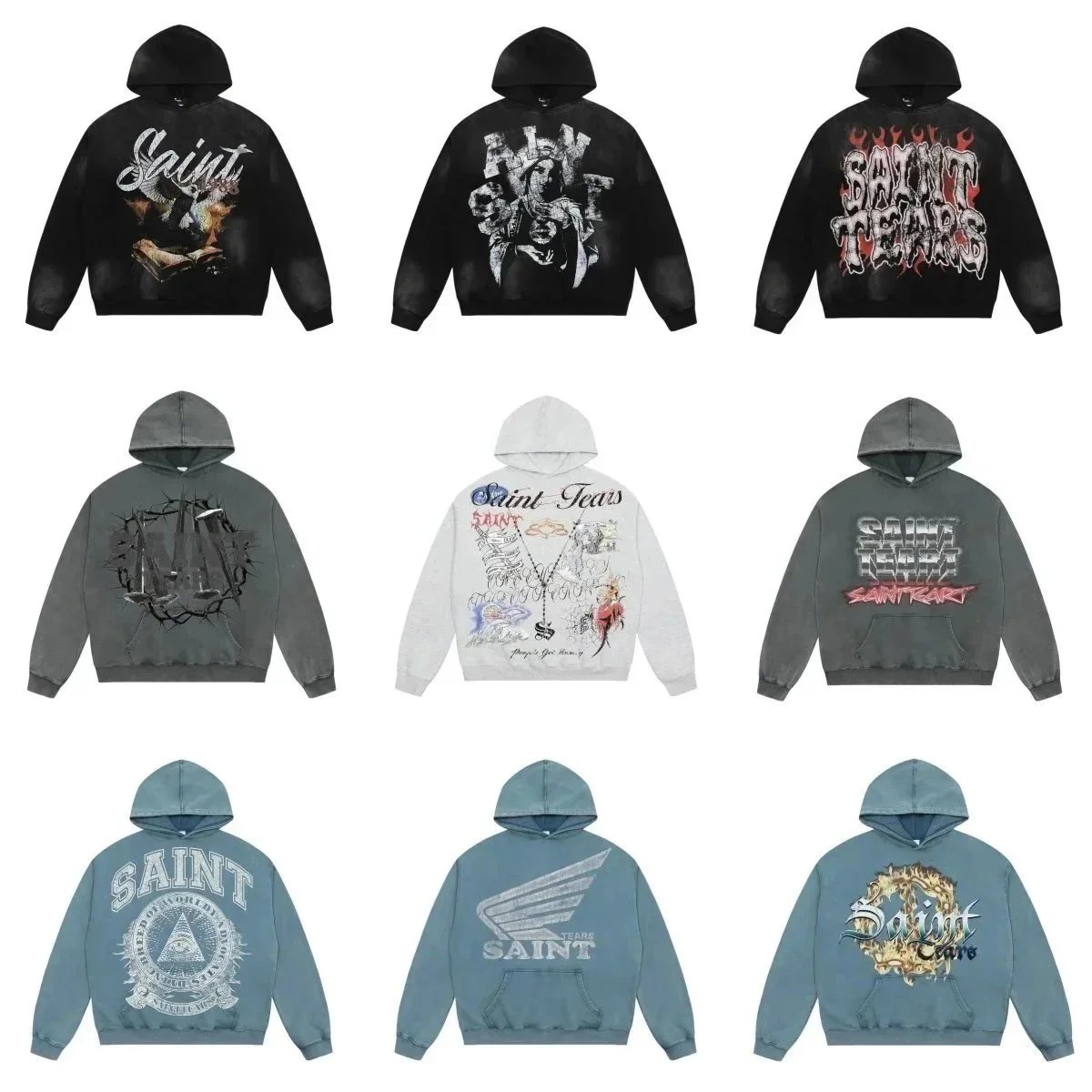 Saint Tears Hoodies for Men Women Streetwear Fashion Sweatshirts