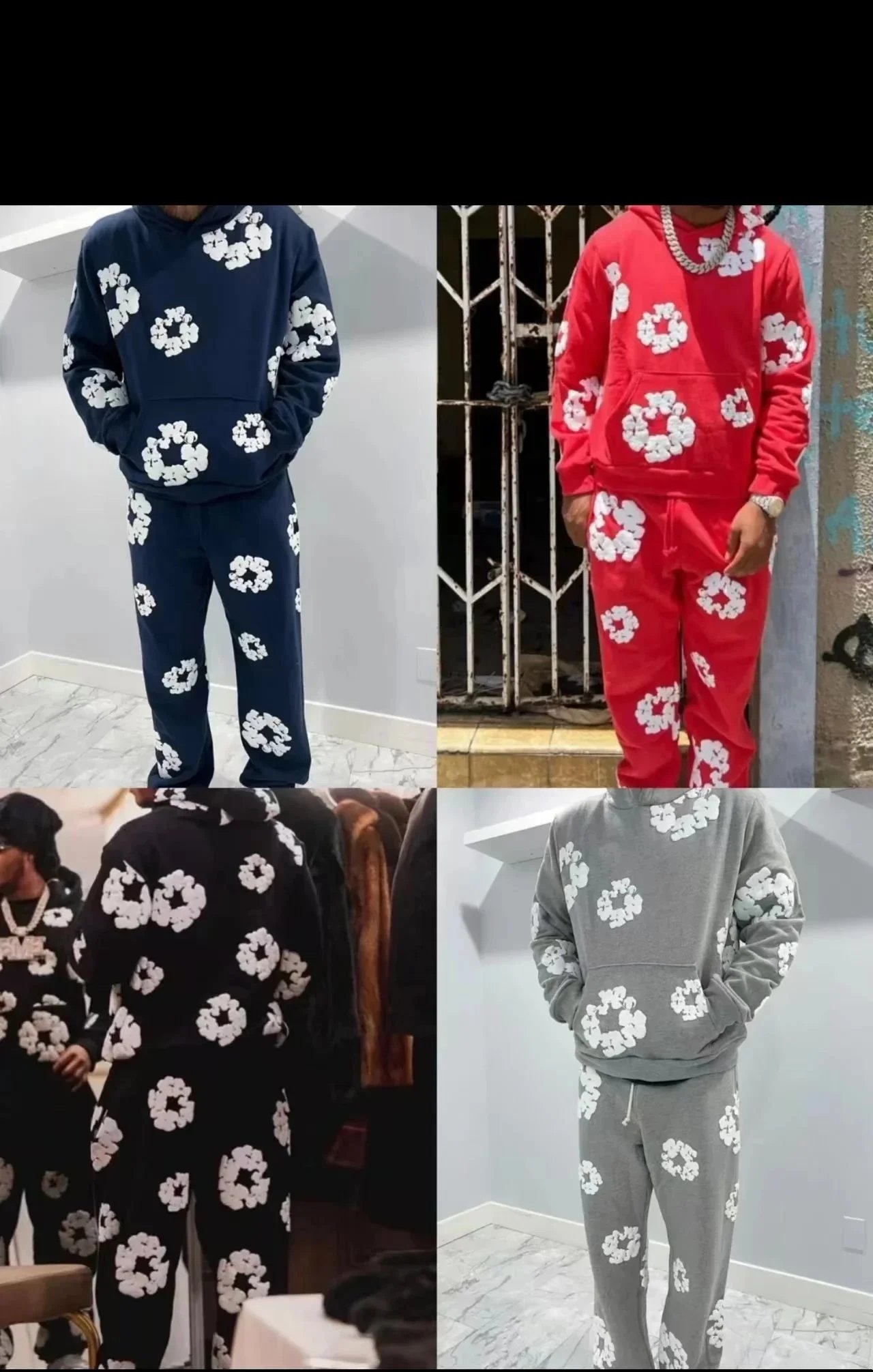 Floral Print Hoodie and Pants Set for Men