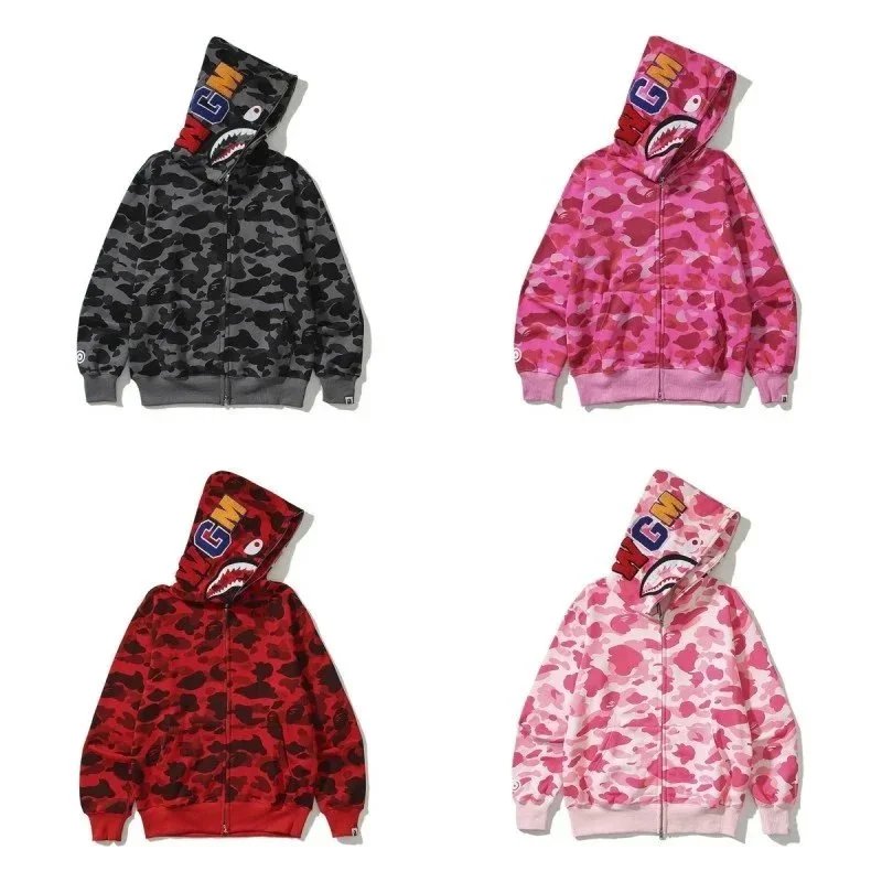 BAPE Shark Hoodie Camouflage Zip-Up Sweatshirt