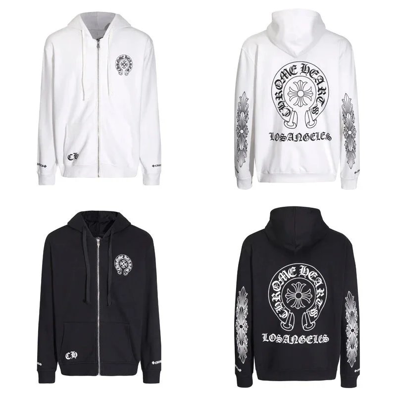 Chrome Hearts Los Angeles Zip Hoodie Men's White Black Sweatshirt