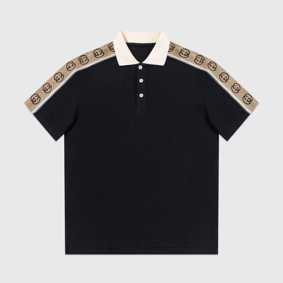 Gucci Black Polo Shirt with Web Stripe Detail