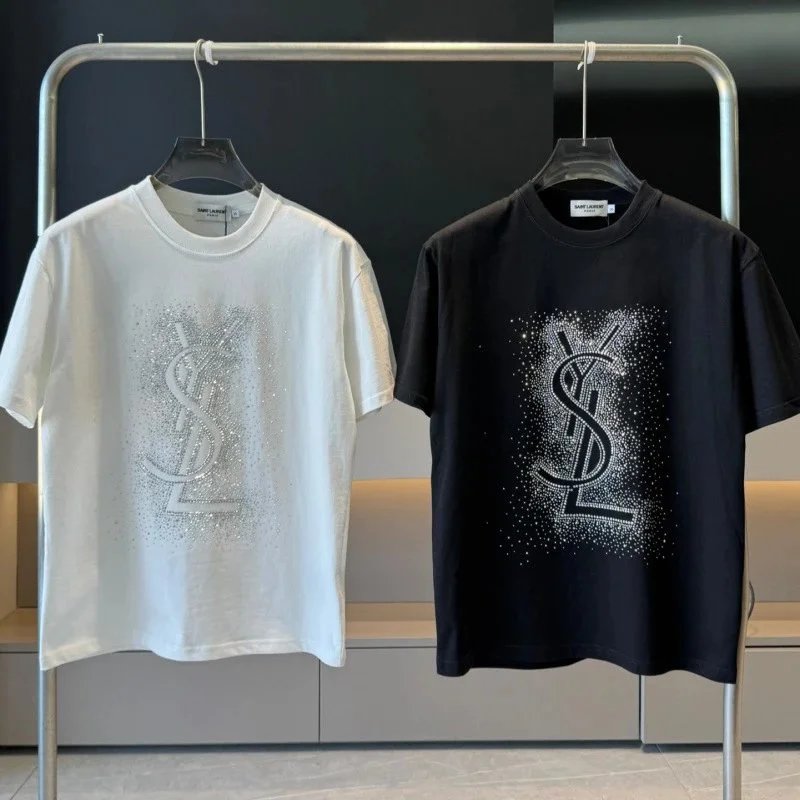 Saint Laurent Logo Embellished T-Shirt for Men and Women