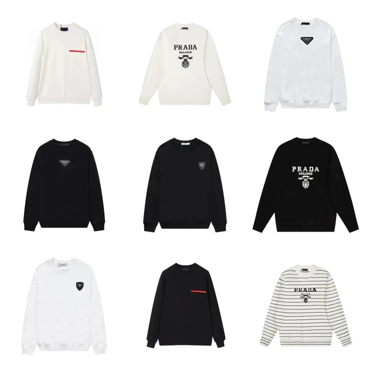 Prada Logo Sweatshirts for Men and Women - Premium Cotton Crewneck Sweaters