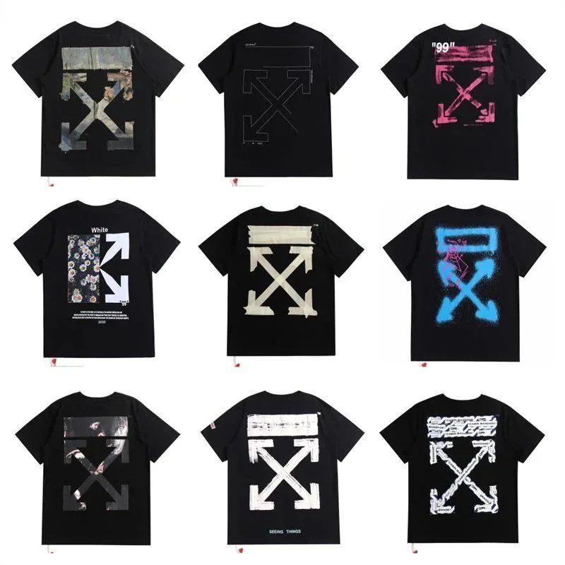 Off-White Black T-Shirt Collection with Arrows and Graphic Prints
