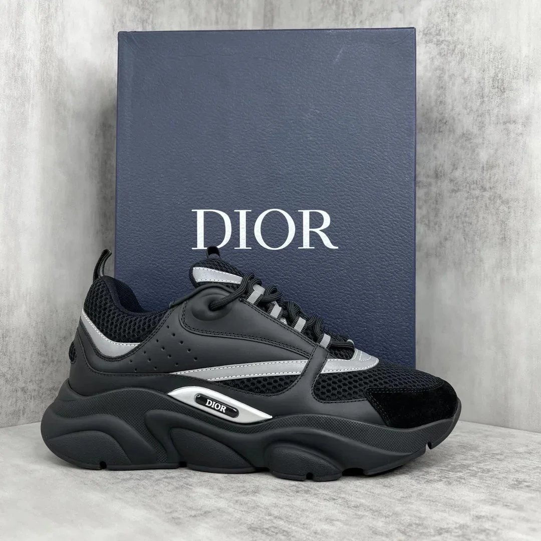 Dior Black and Silver Sneakers for Men and Women