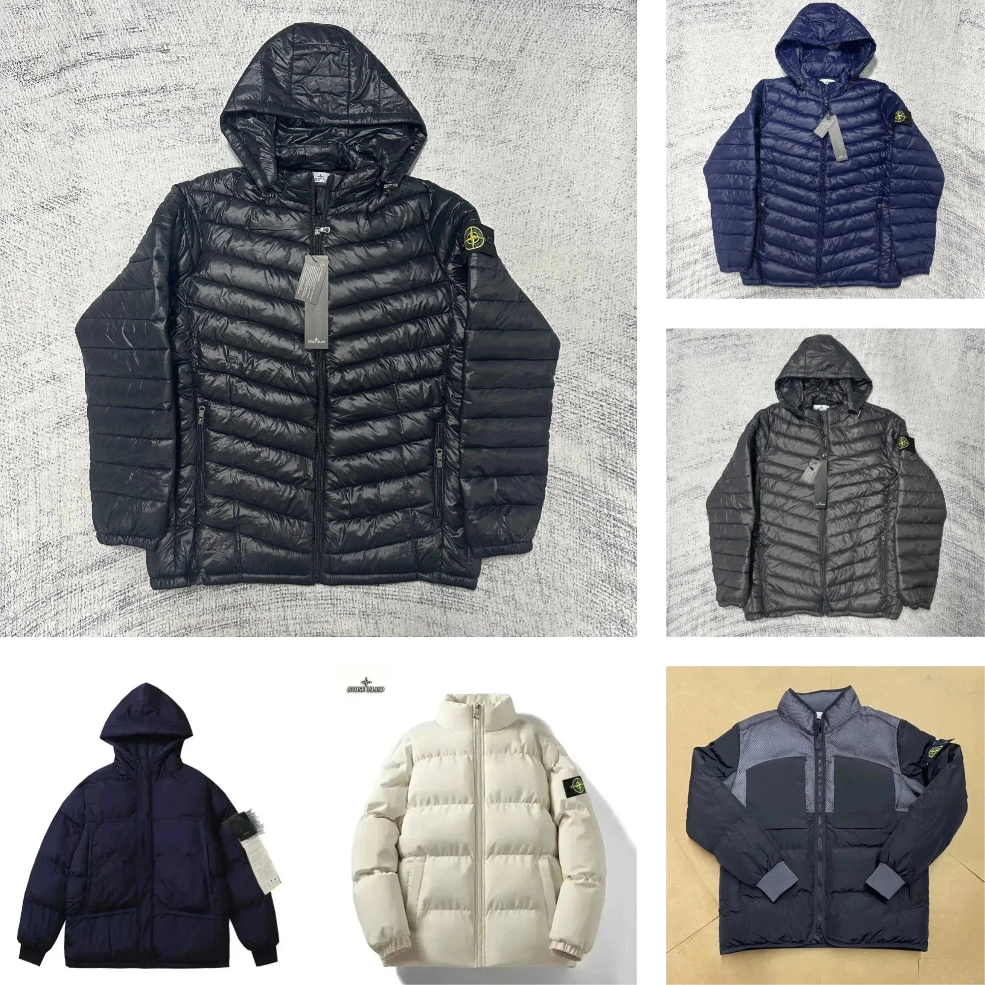Stone Island Down Jacket Hooded Quilted Winter Coat