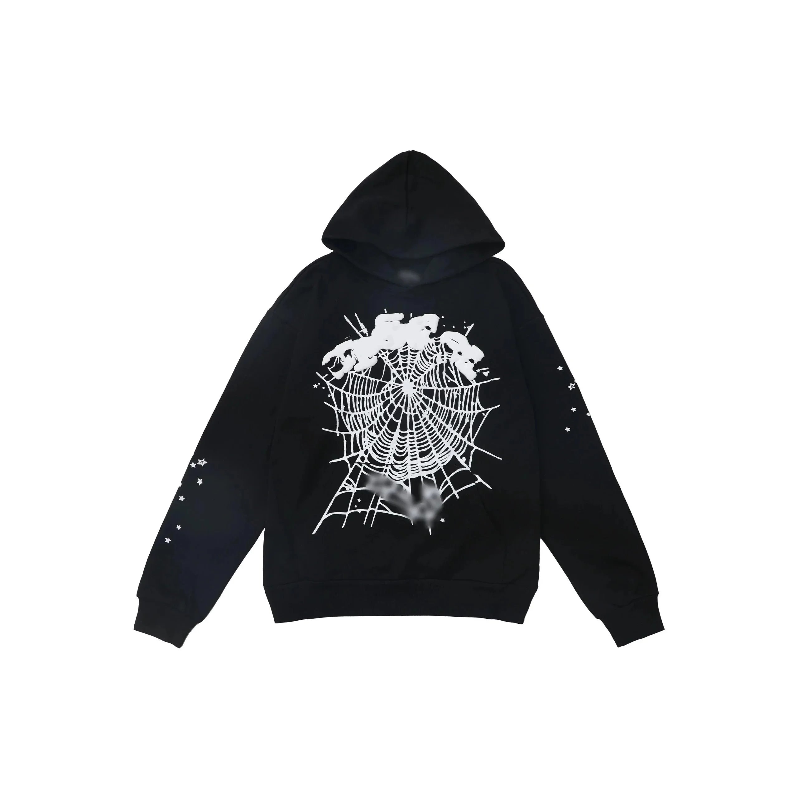 Spider Web Hoodie with Skull Design Black Sweatshirt