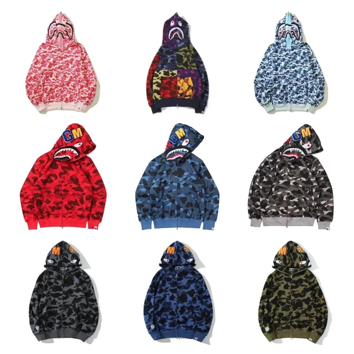 BAPE Shark Hoodie Camouflage Zip-Up Sweatshirt