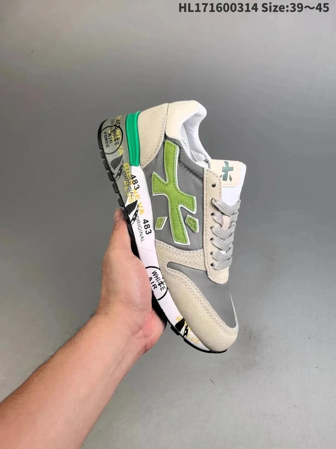 HL171600314 Men's Casual Sneakers Grey Green White Sport Shoes