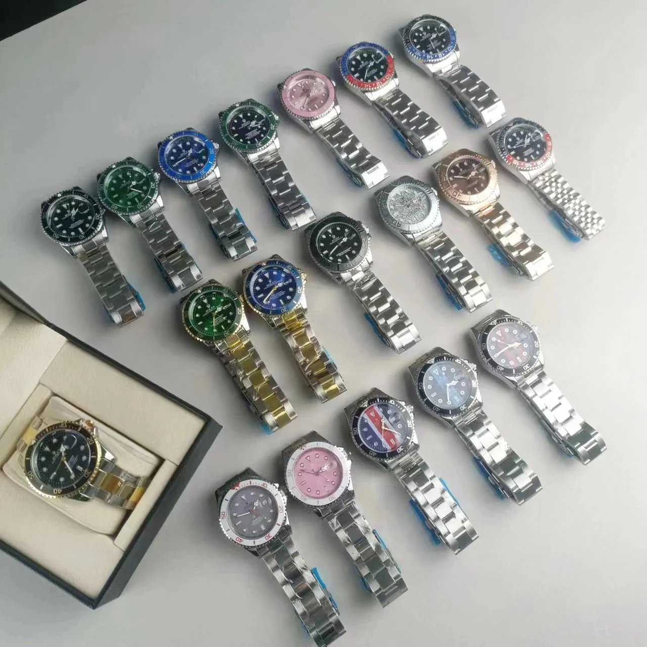 Luxury Stainless Steel Watches with Diverse Dial Colors and Designs