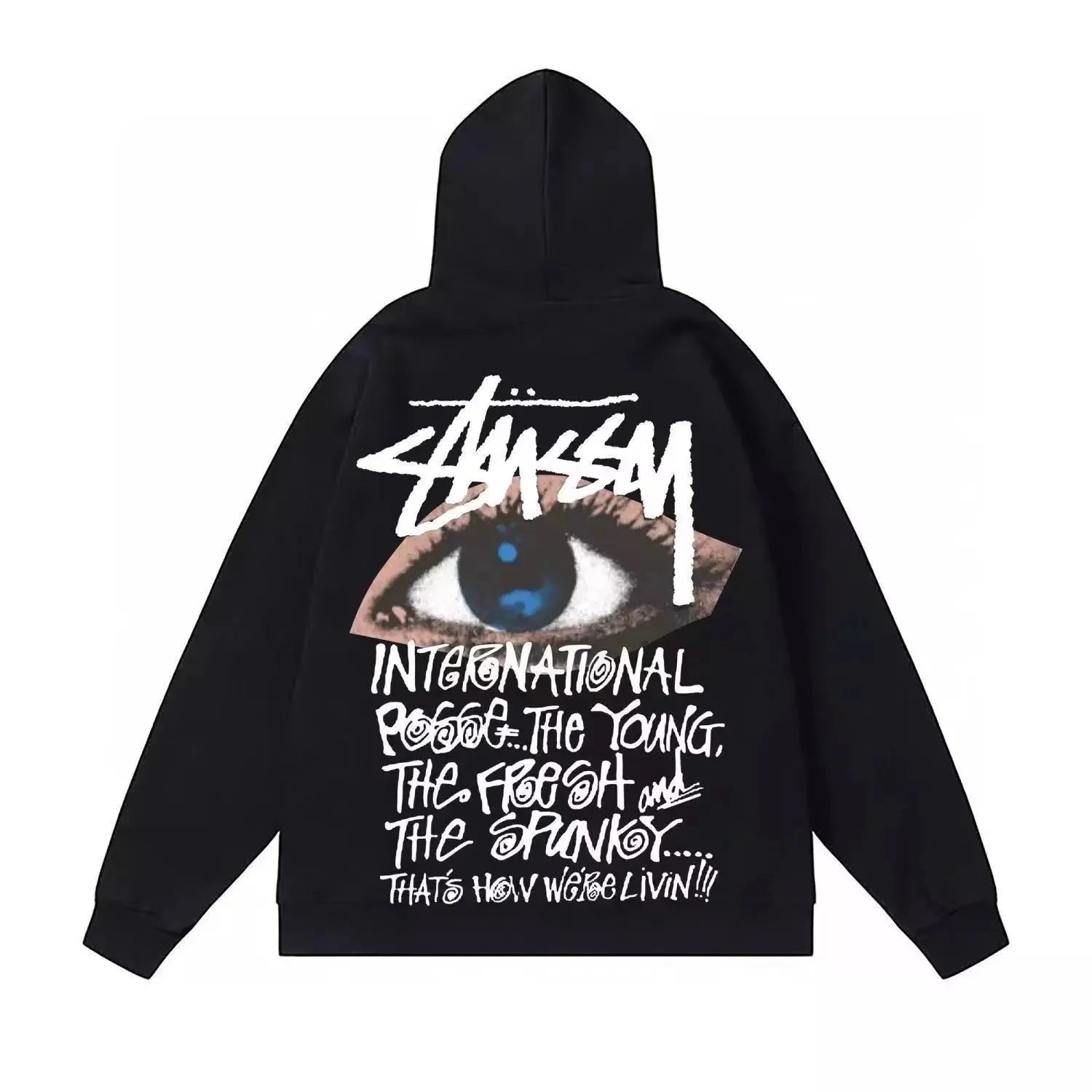 Stussy Eye Print Hoodie Black International Posse