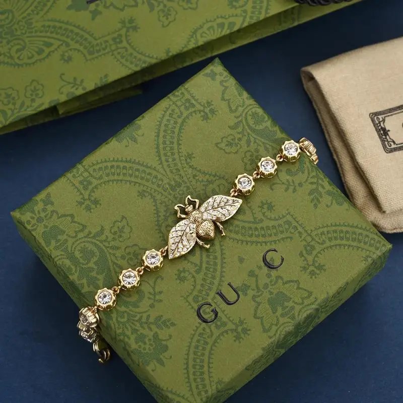 Gucci Bee Crystal Gold Bracelet Women's Jewelry
