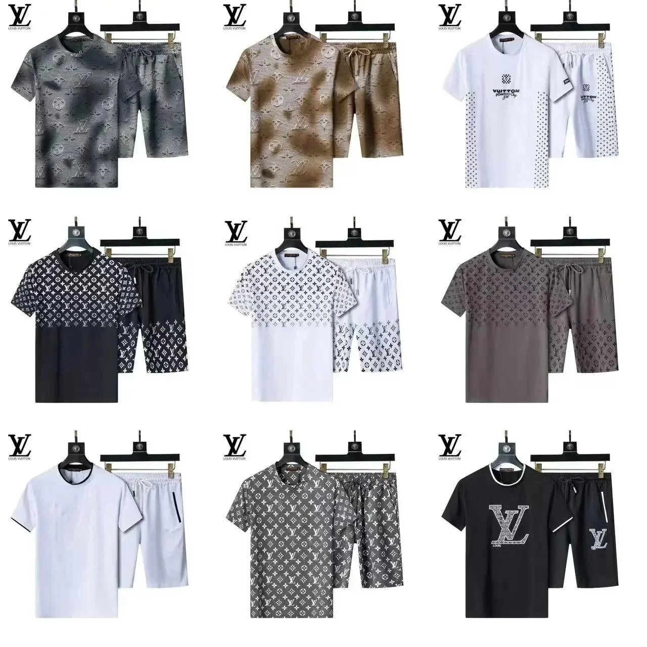 Louis Vuitton Men's Fashion T-Shirt and Shorts Set