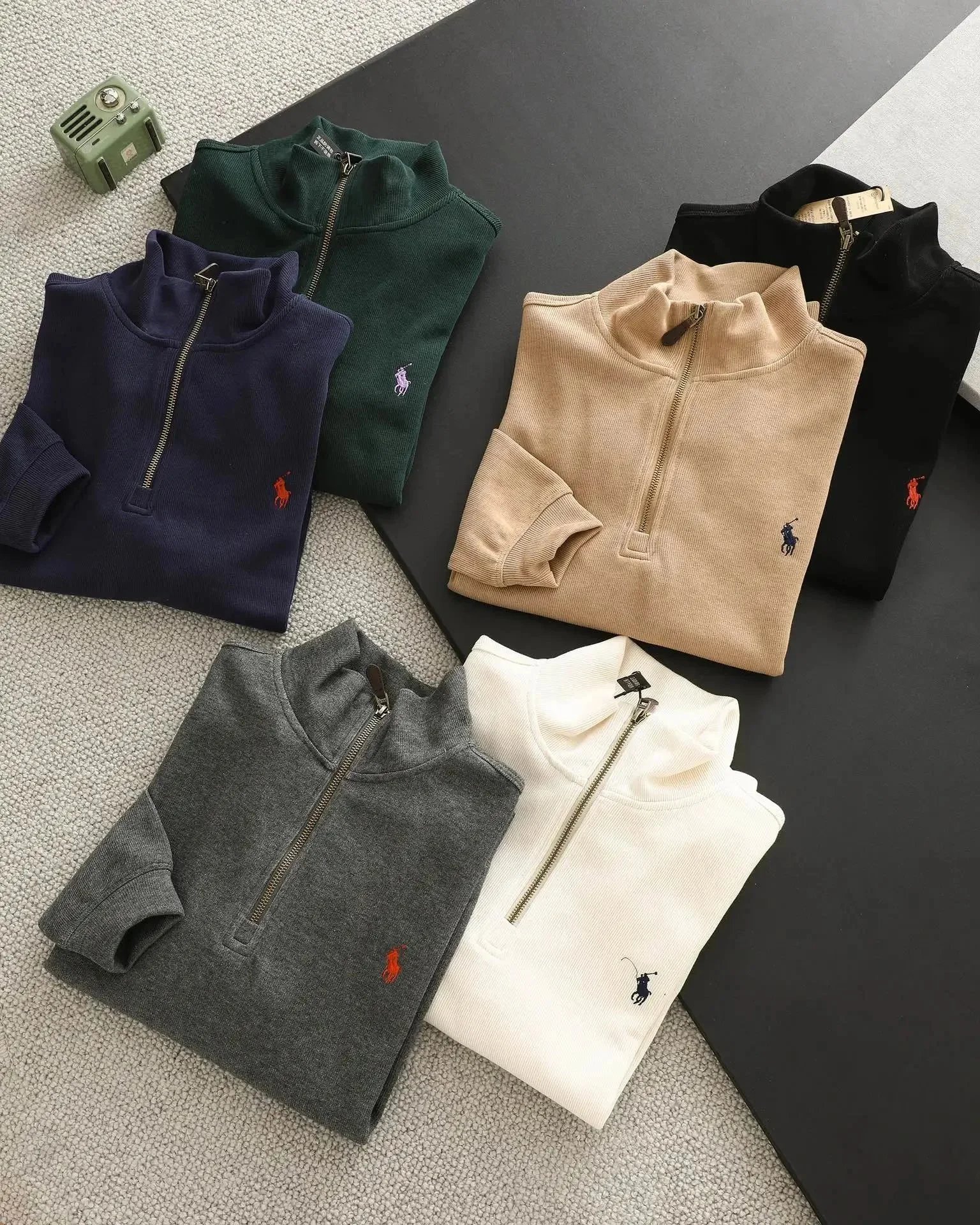 Half-Zip Knit Sweater for Men - Classic Polo Logo Design
