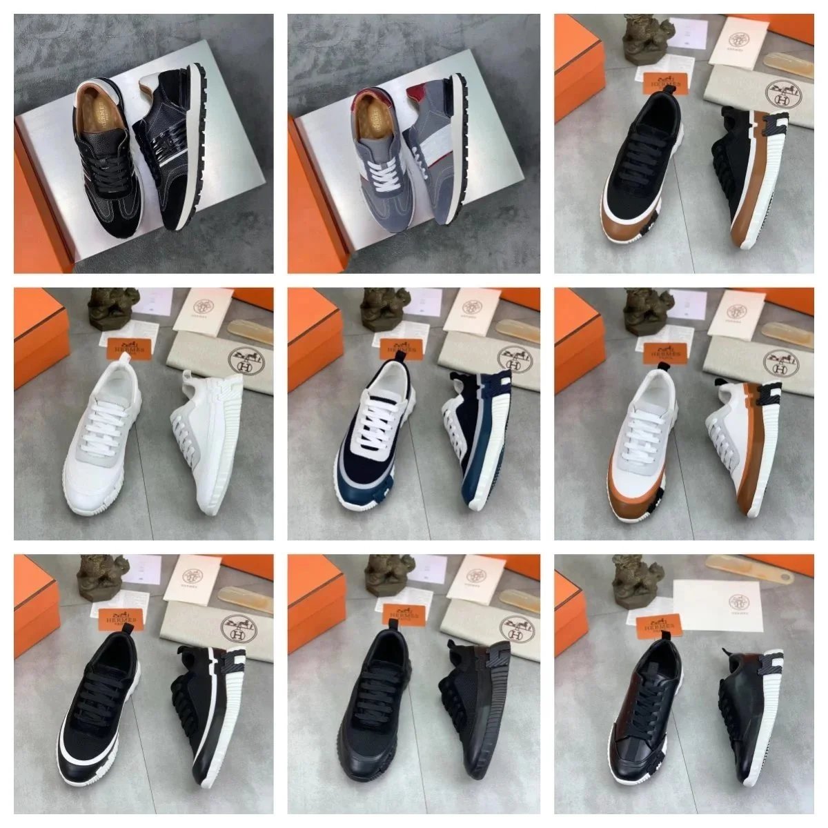 Hermès Sneakers Men Women Fashion Leather Sport Shoes