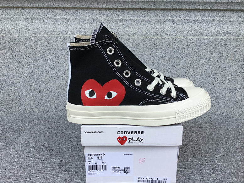 Converse x Comme des Garçons Play High Top Sneakers Black Red Heart