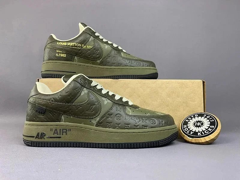 Louis Vuitton x Nike Air Force 1 Low Olive Monogram Sneakers